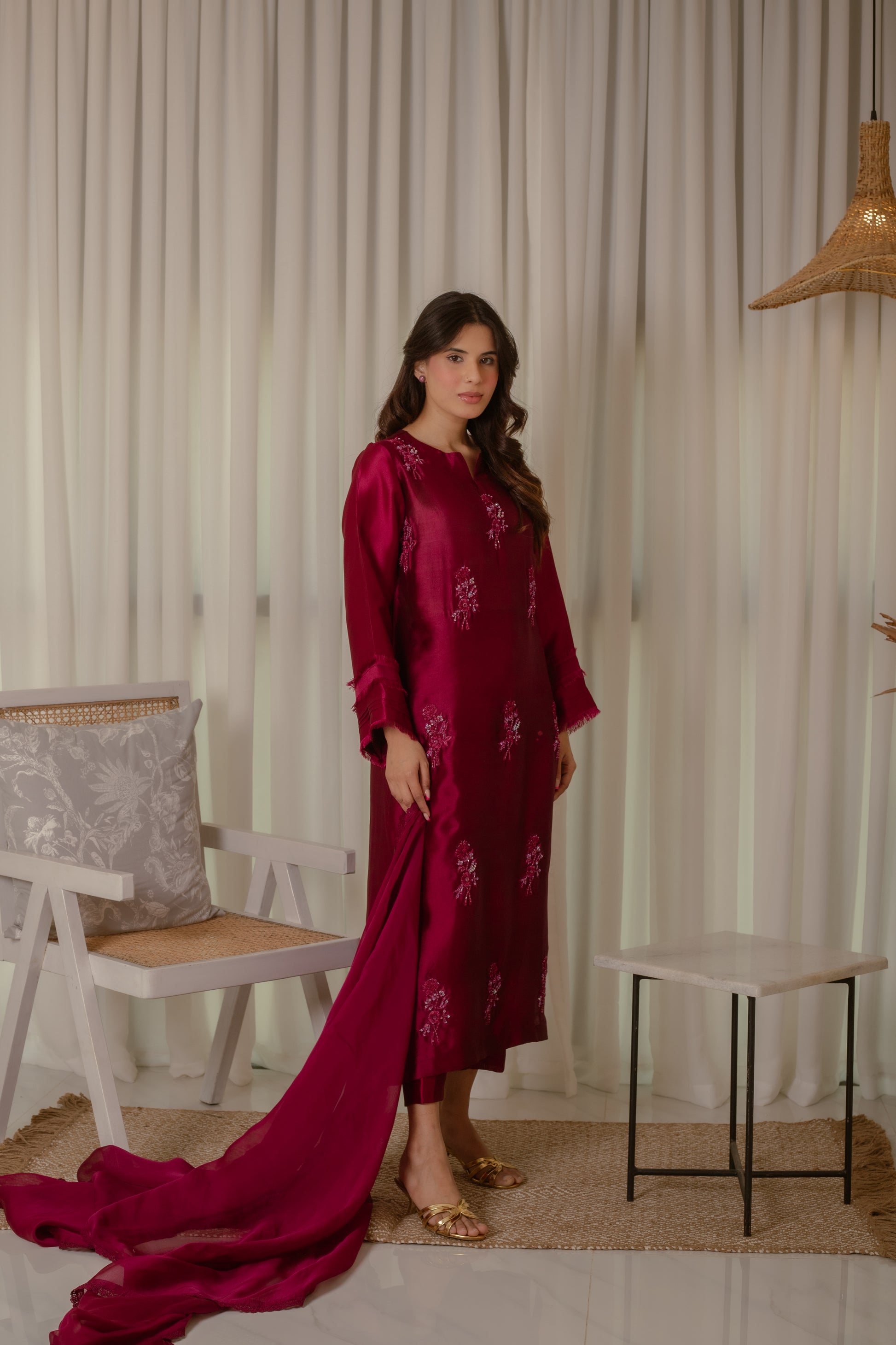 sheesha silk dress 2 Piece- Pure Embroidered Sheesha Silk Suit S111764 Aghanoorinternational